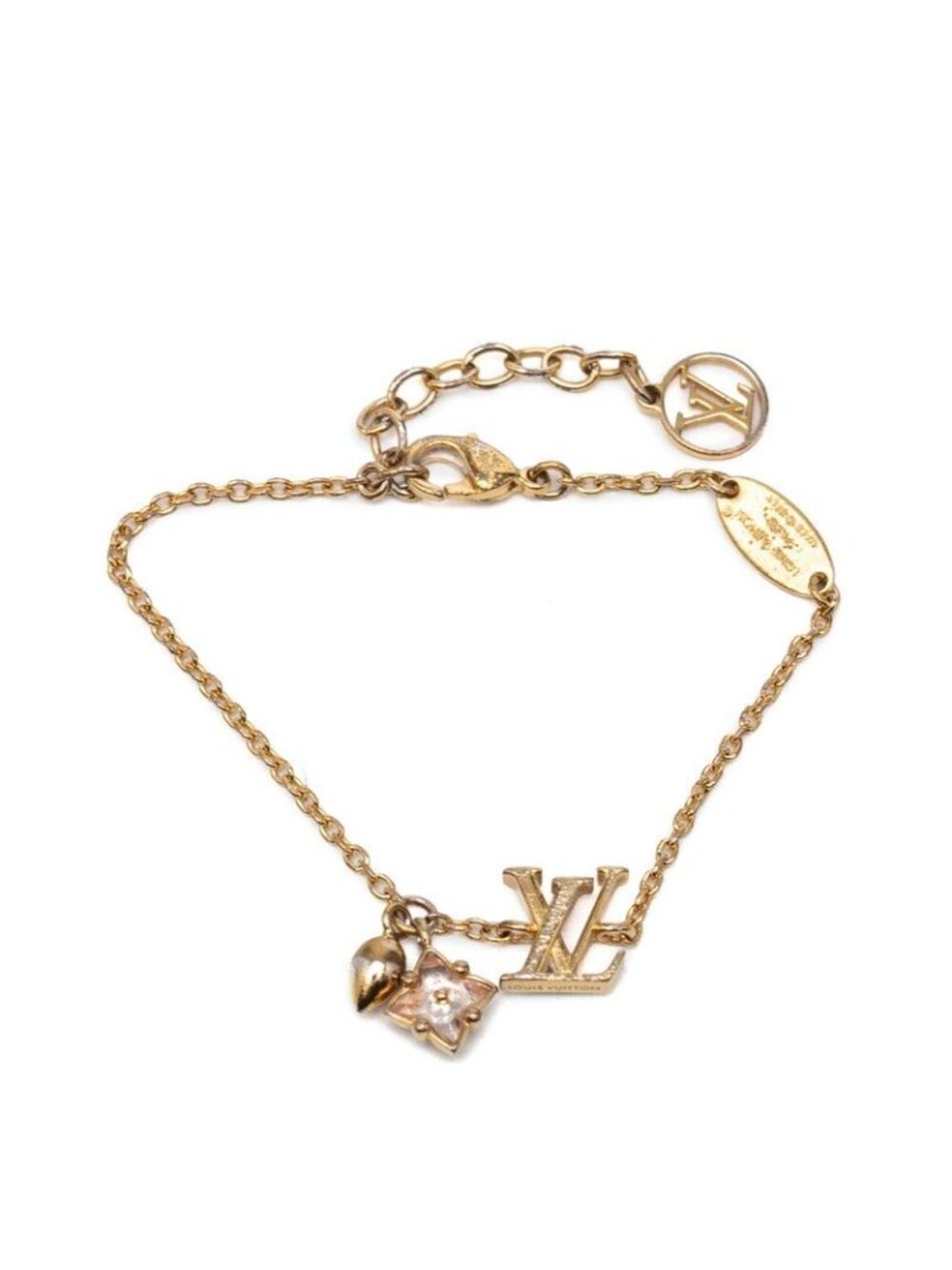 Louis Vuitton Monogram Flower Bracelet Loulou Gram Gold Plated Rhinestone